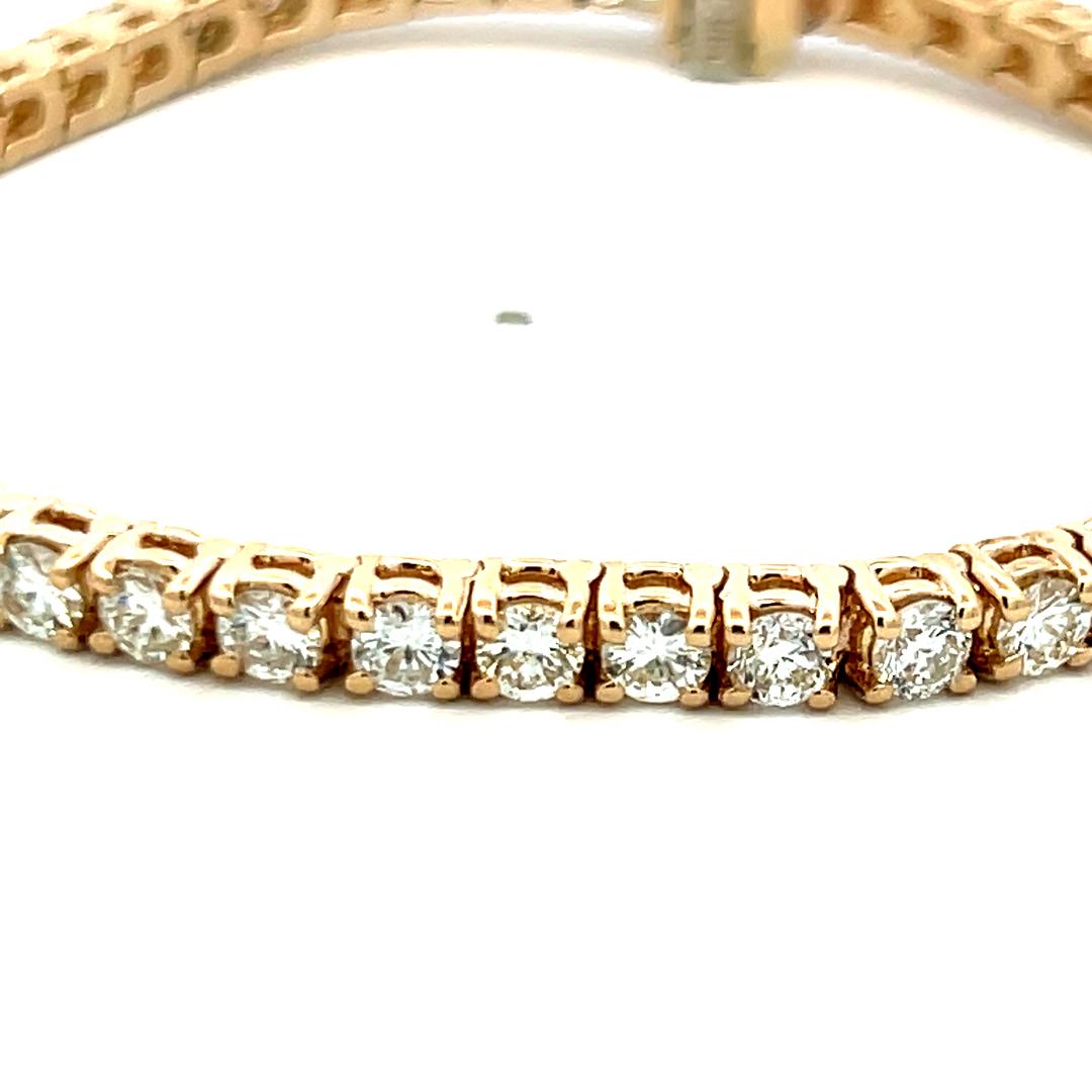 6.35 Carat G VS Round Brilliant Diamond 14K White Gold Tennis Bracelet