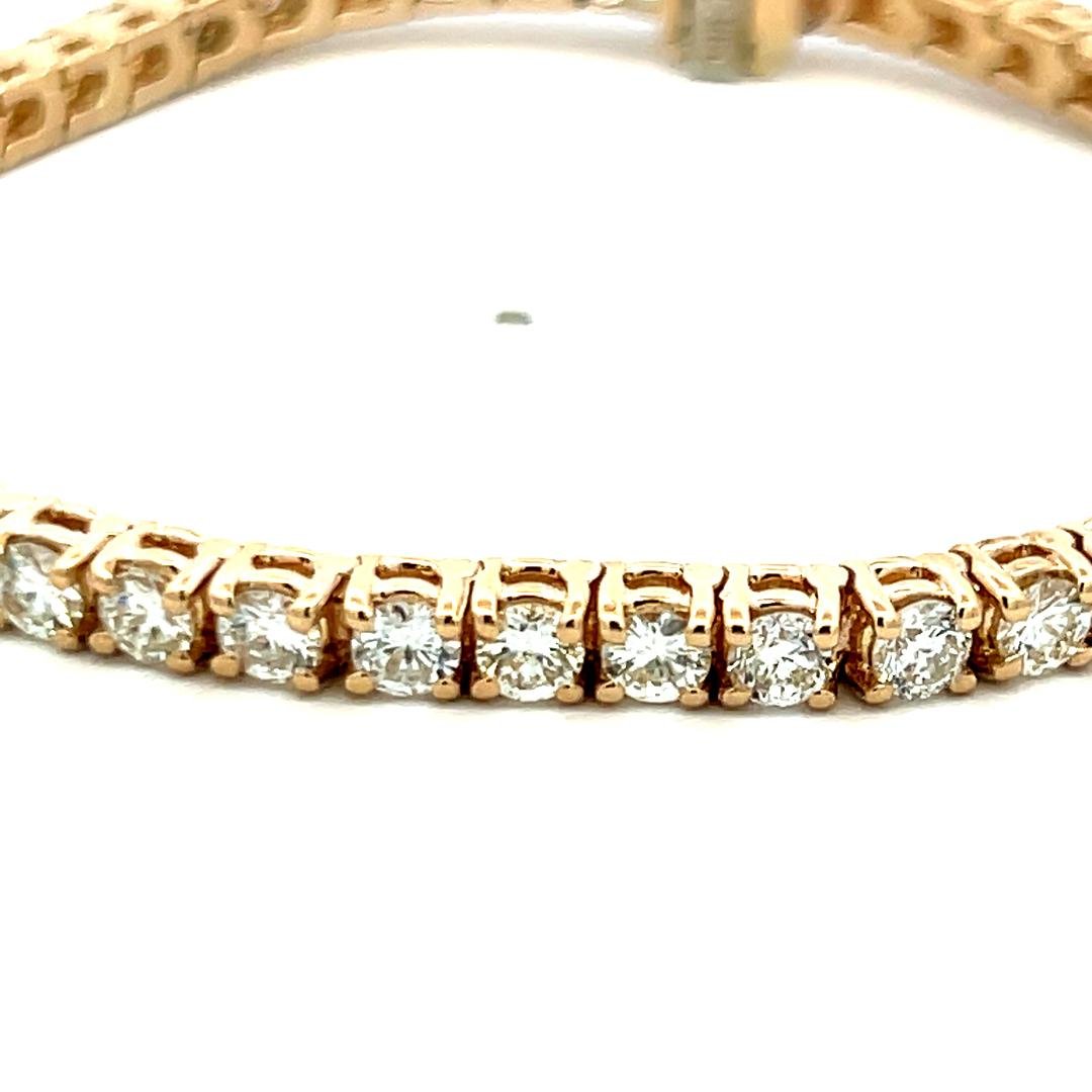 Vintage 14K White Gold Tennis Bracelet with 6.35 Carat Round G-VS Diamonds