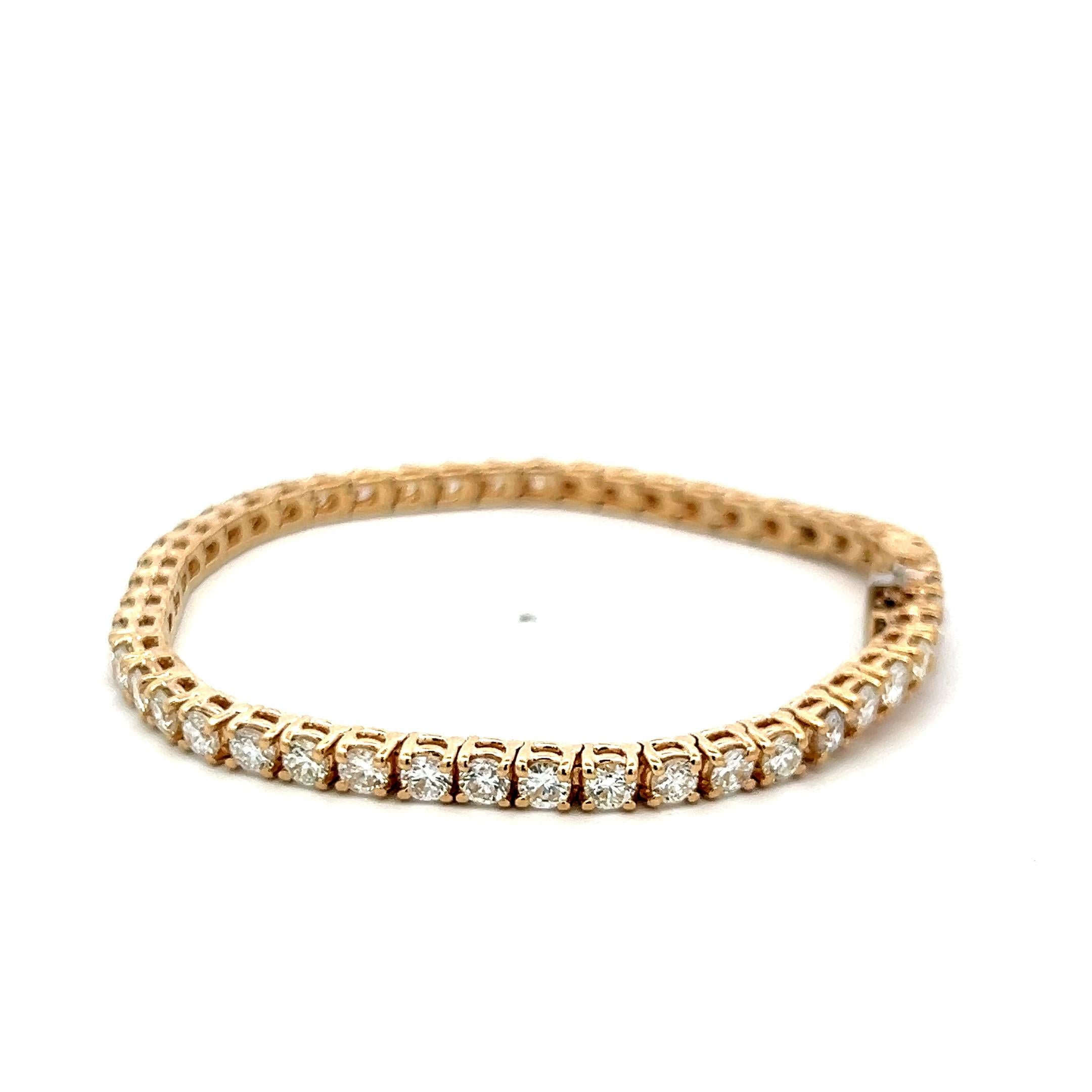 Vintage 14K White Gold Tennis Bracelet with 6.35 Carat Round G-VS Diamonds