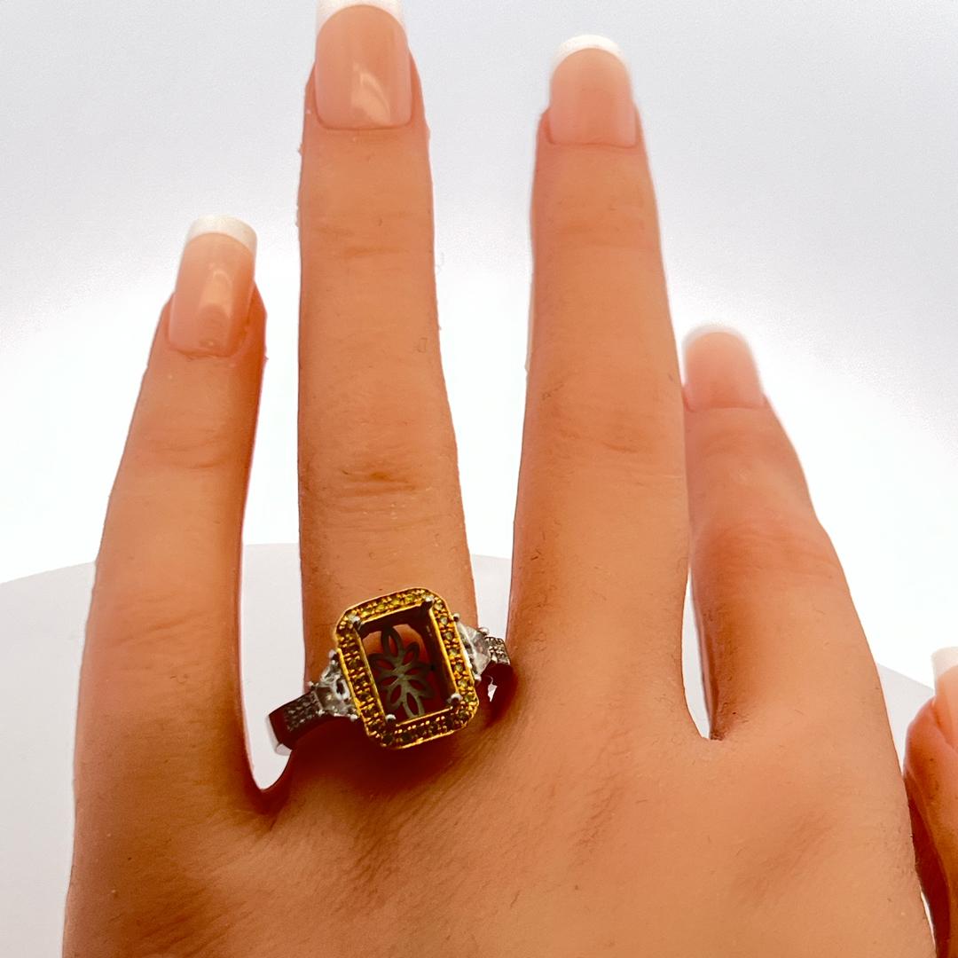 1.18ct Fancy Yellow & White Diamond 18K Two-Tone Gold Semi-Mount Ring