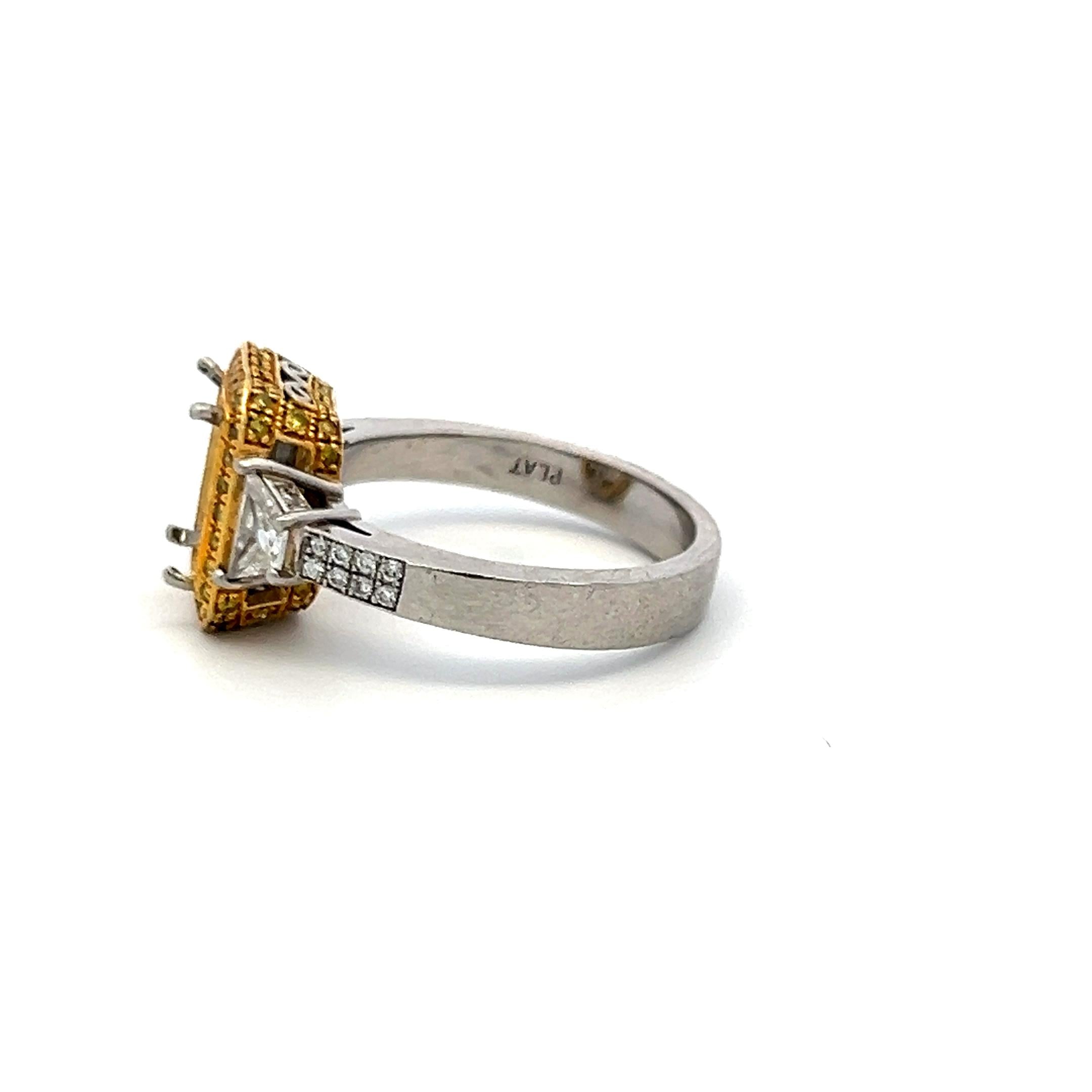 1.18ct Fancy Yellow & White Diamond 18K Two-Tone Gold Semi-Mount Ring