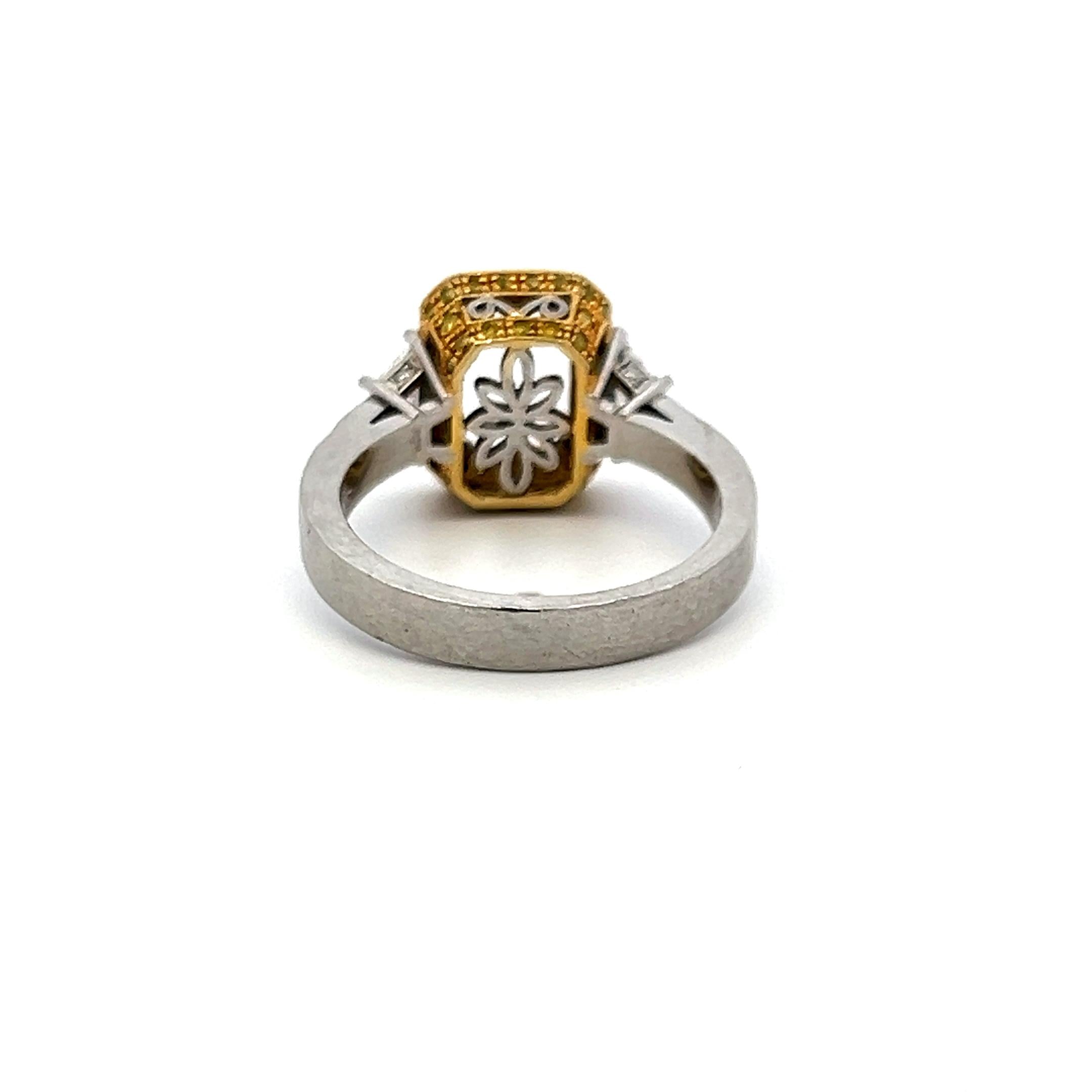 1.18ct Fancy Yellow & White Diamond 18K Two-Tone Gold Semi-Mount Ring
