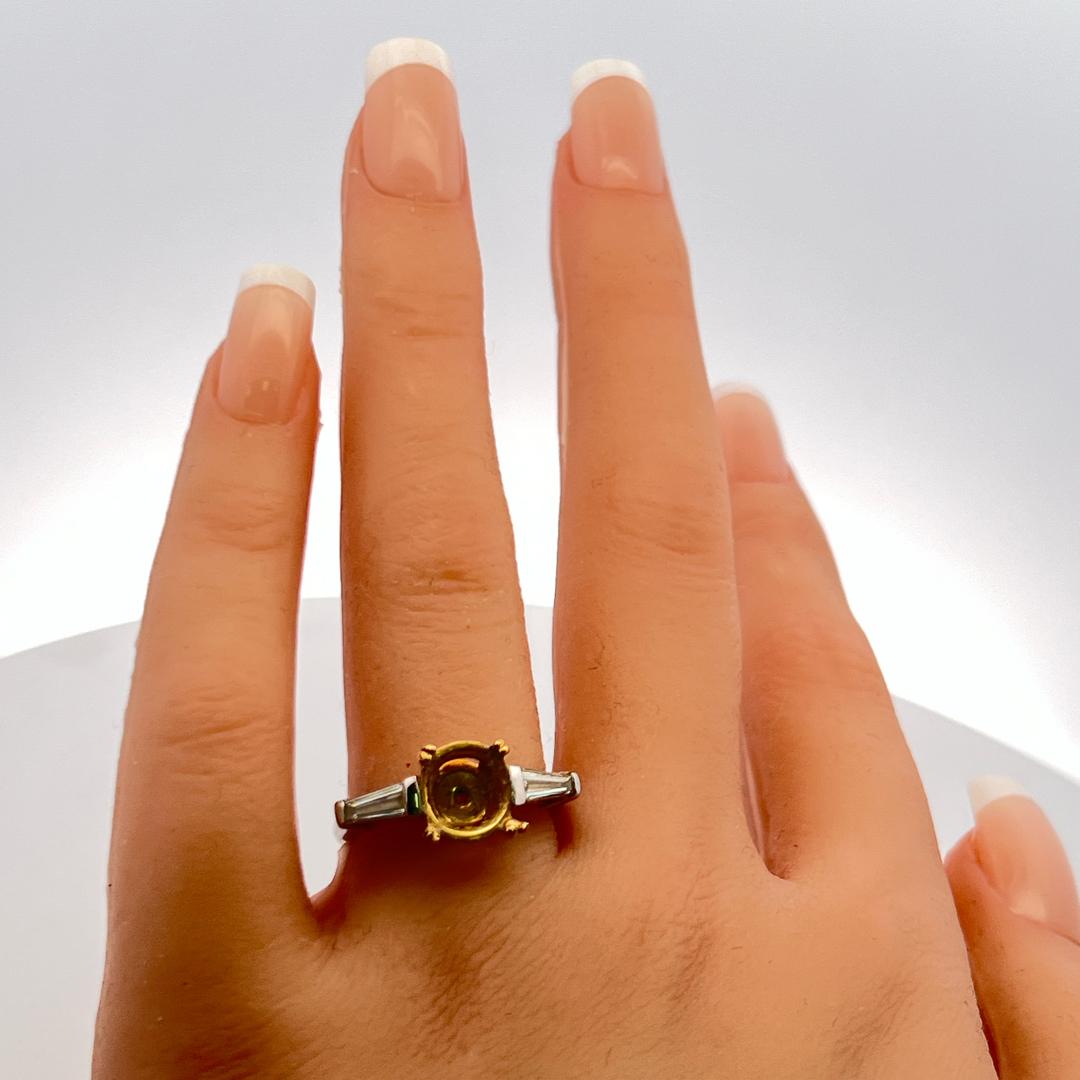 0.50ct Tapered Baguette Diamond 18K Two-Tone Gold & Platinum Semi-Mount Ring