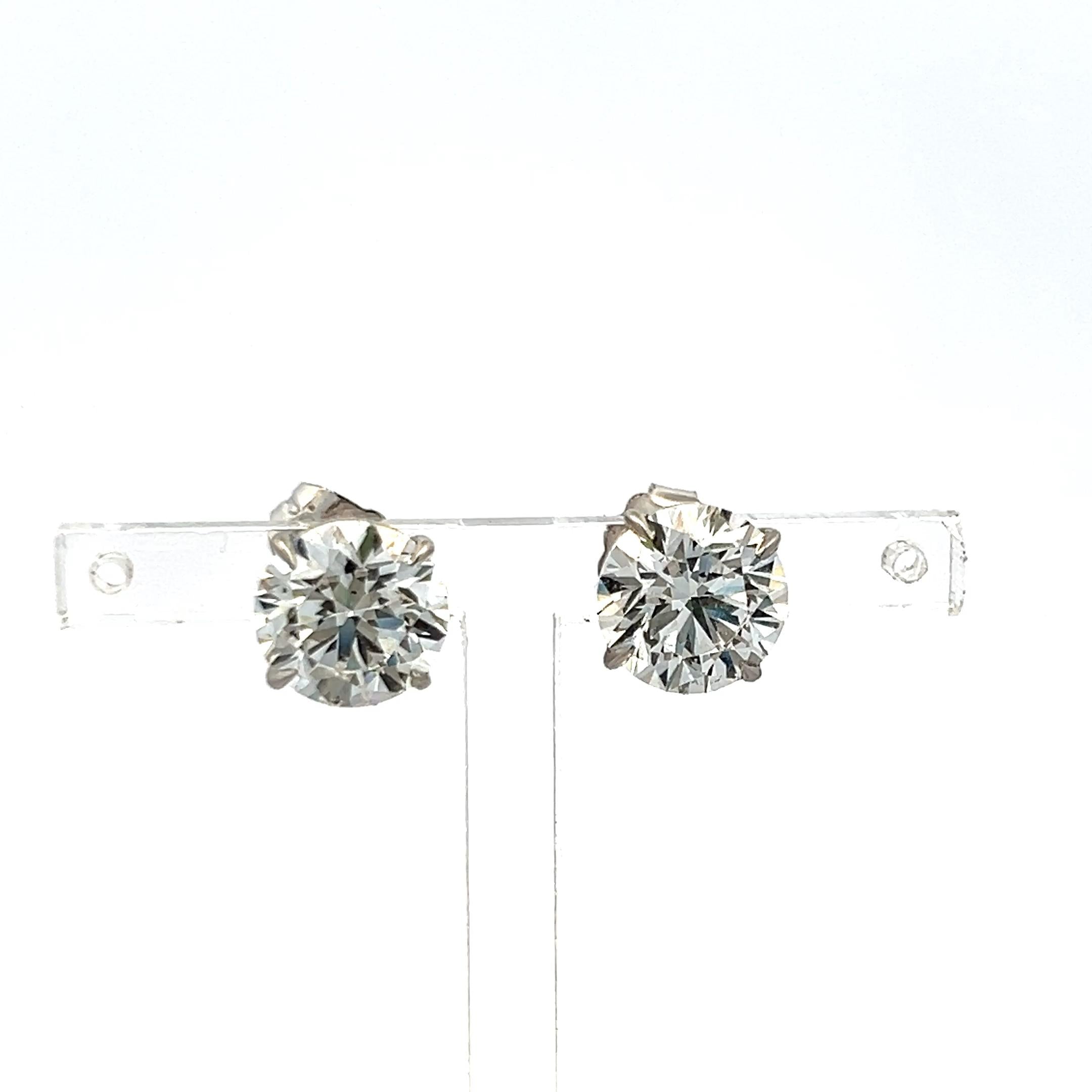 6.02ct D SI1 Round Brilliant Diamond Stud Earrings in 18K White Gold (GIA)