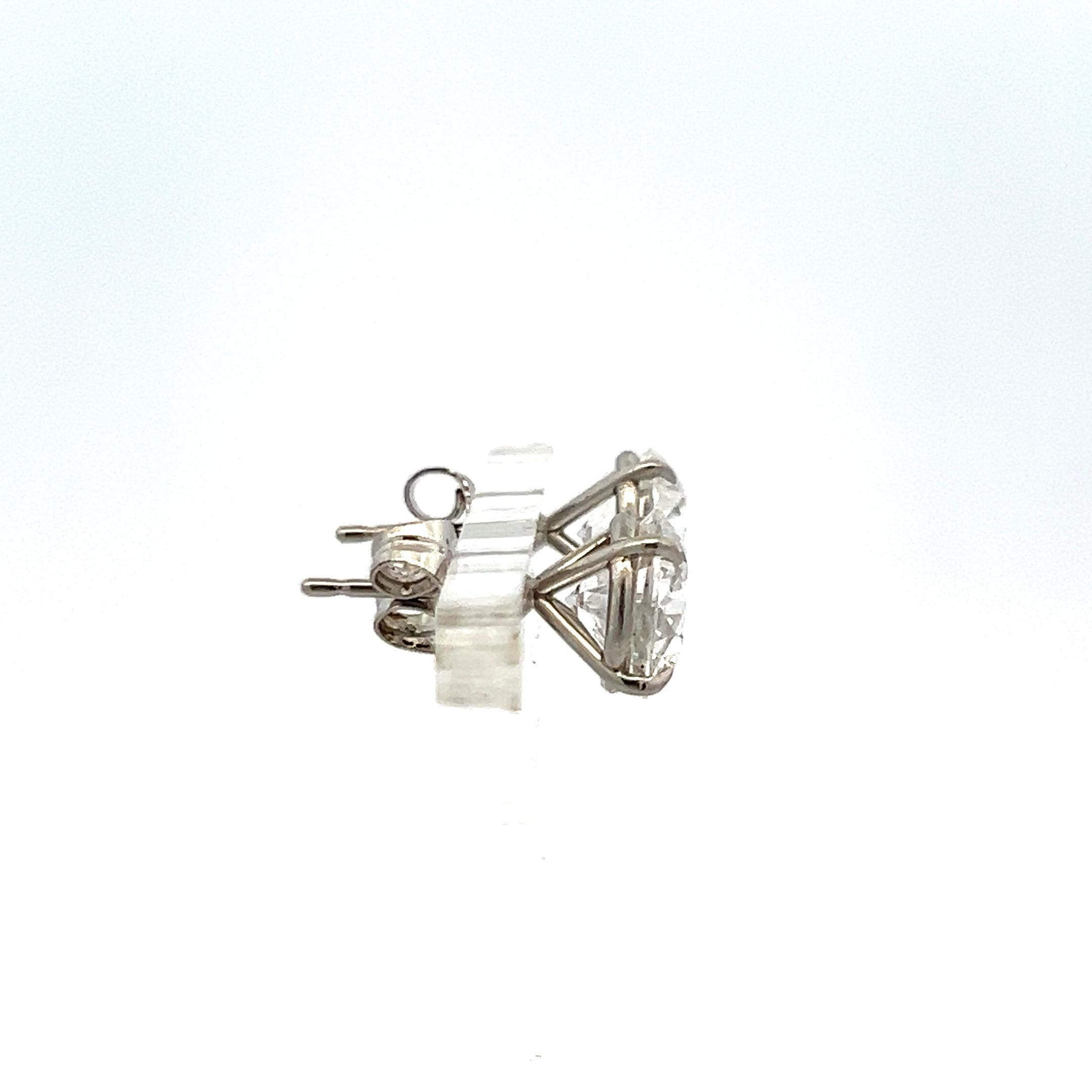 6.02ct D SI1 Round Brilliant Diamond Stud Earrings in 18K White Gold (GIA)