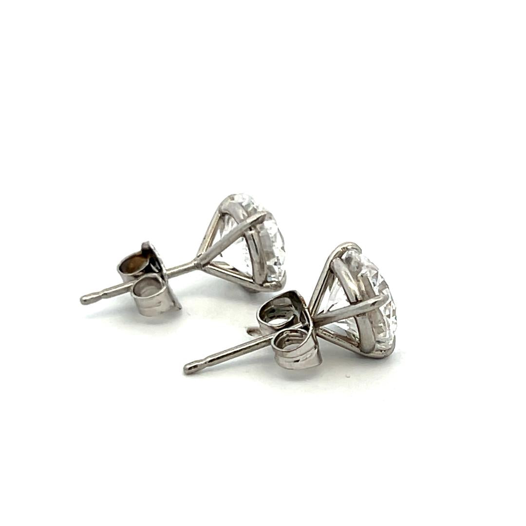 6.02ct D SI1 Round Brilliant Diamond Stud Earrings in 18K White Gold (GIA)