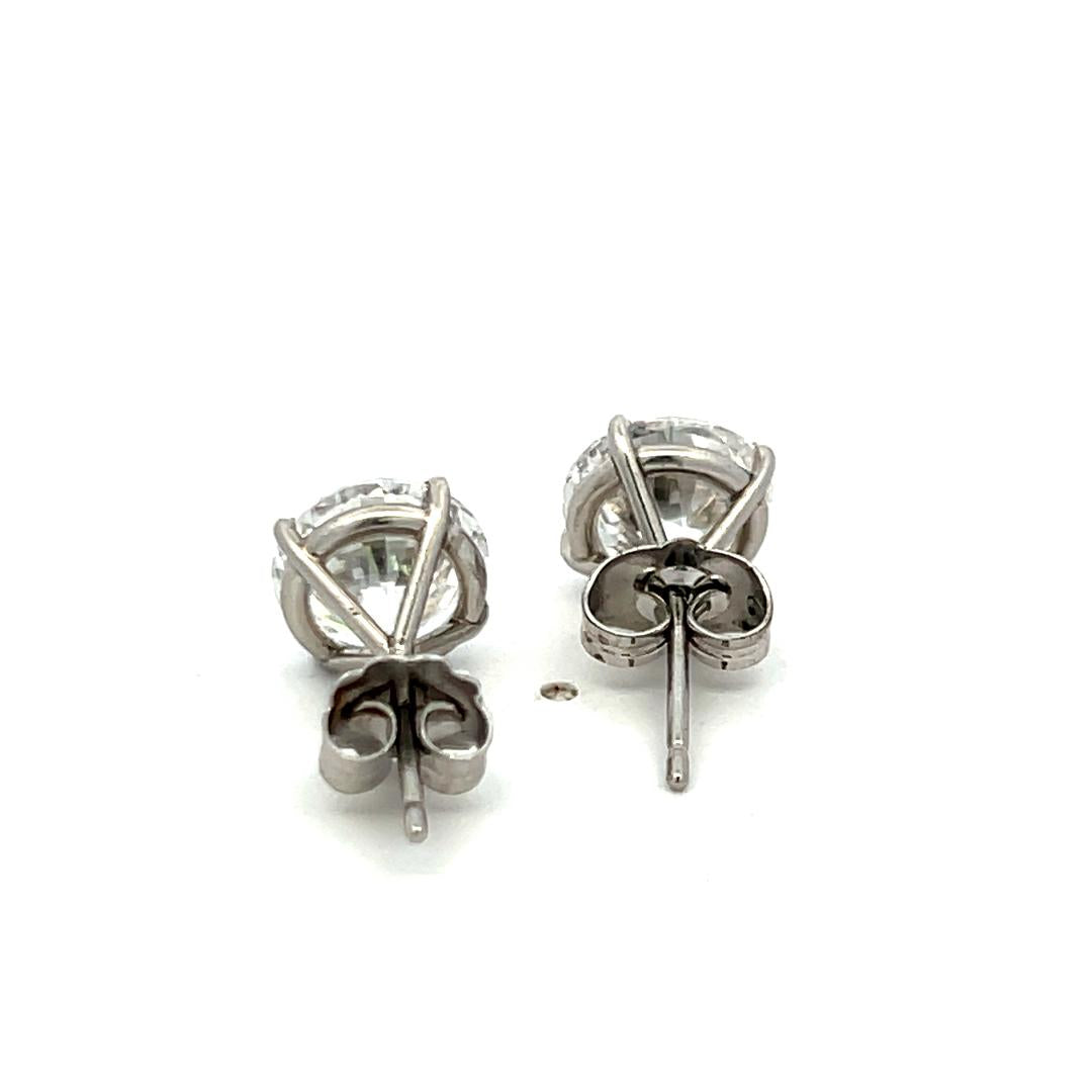 6.02ct D SI1 Round Brilliant Diamond Stud Earrings in 18K White Gold (GIA)