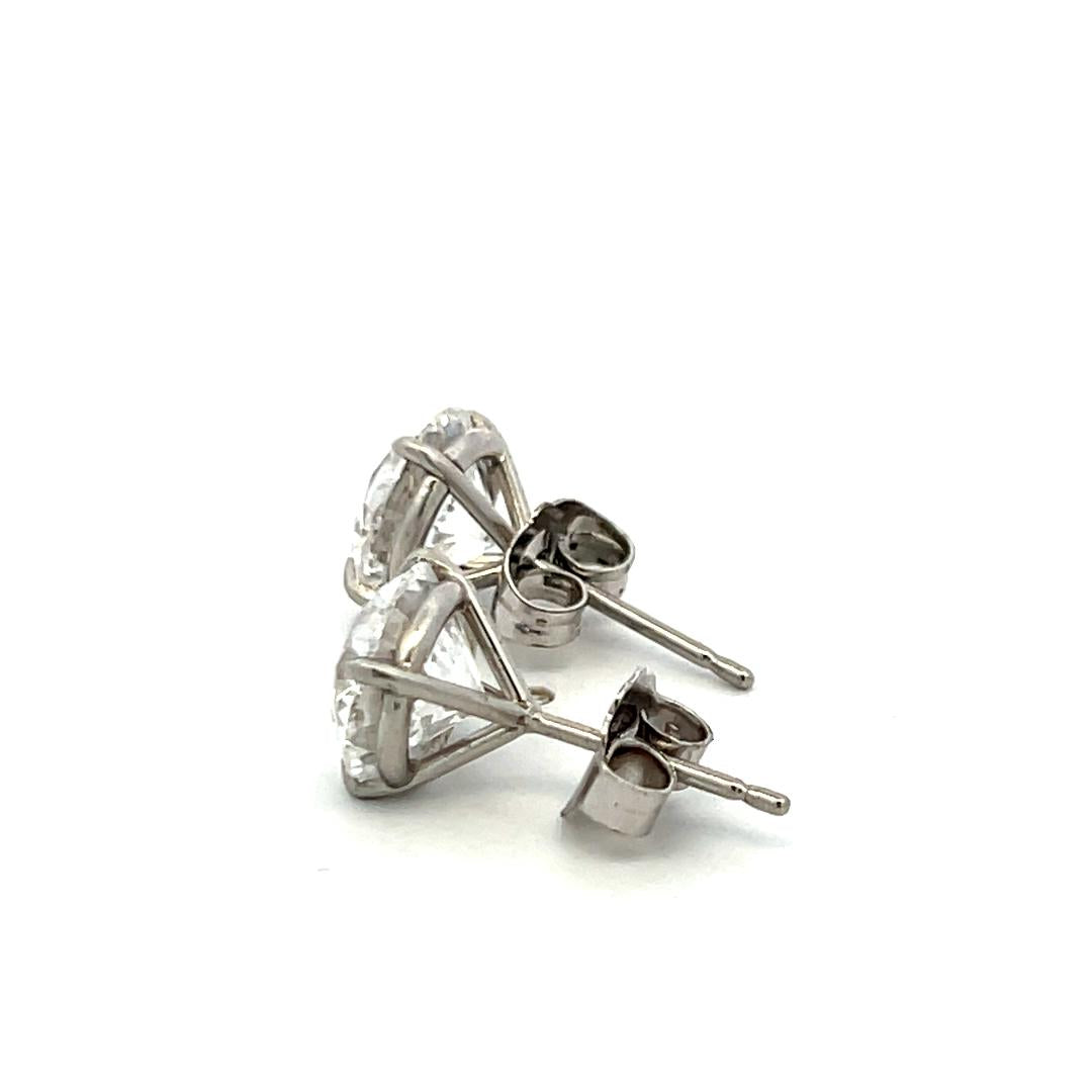 6.02ct D SI1 Round Brilliant Diamond Stud Earrings in 18K White Gold (GIA)