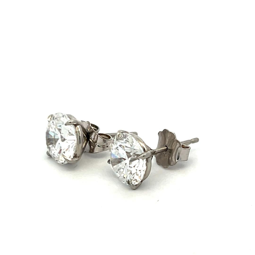 6.02ct D SI1 Round Brilliant Diamond Stud Earrings in 18K White Gold (GIA)