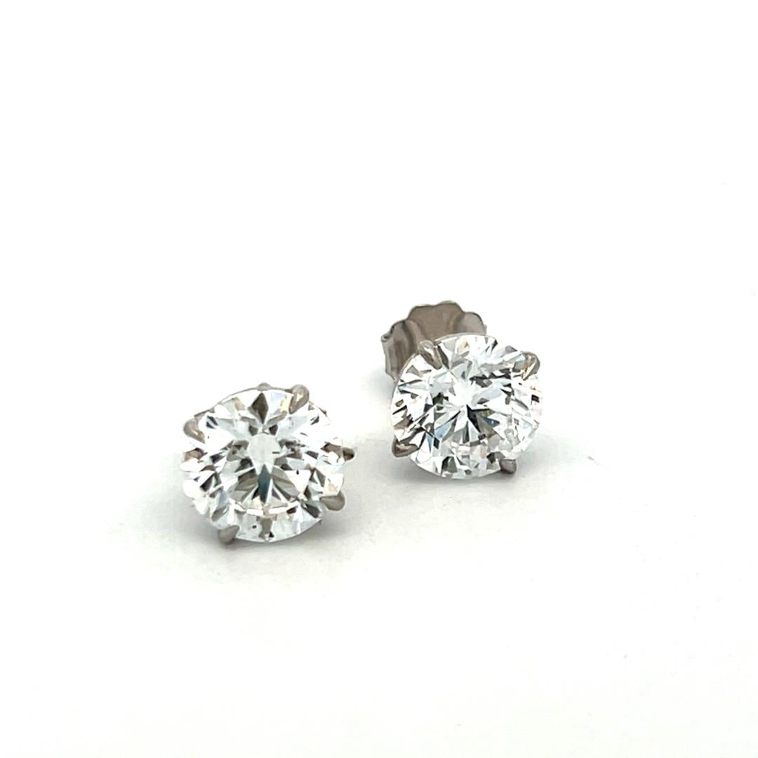 6.02ct D SI1 Round Brilliant Diamond Stud Earrings in 18K White Gold (GIA)