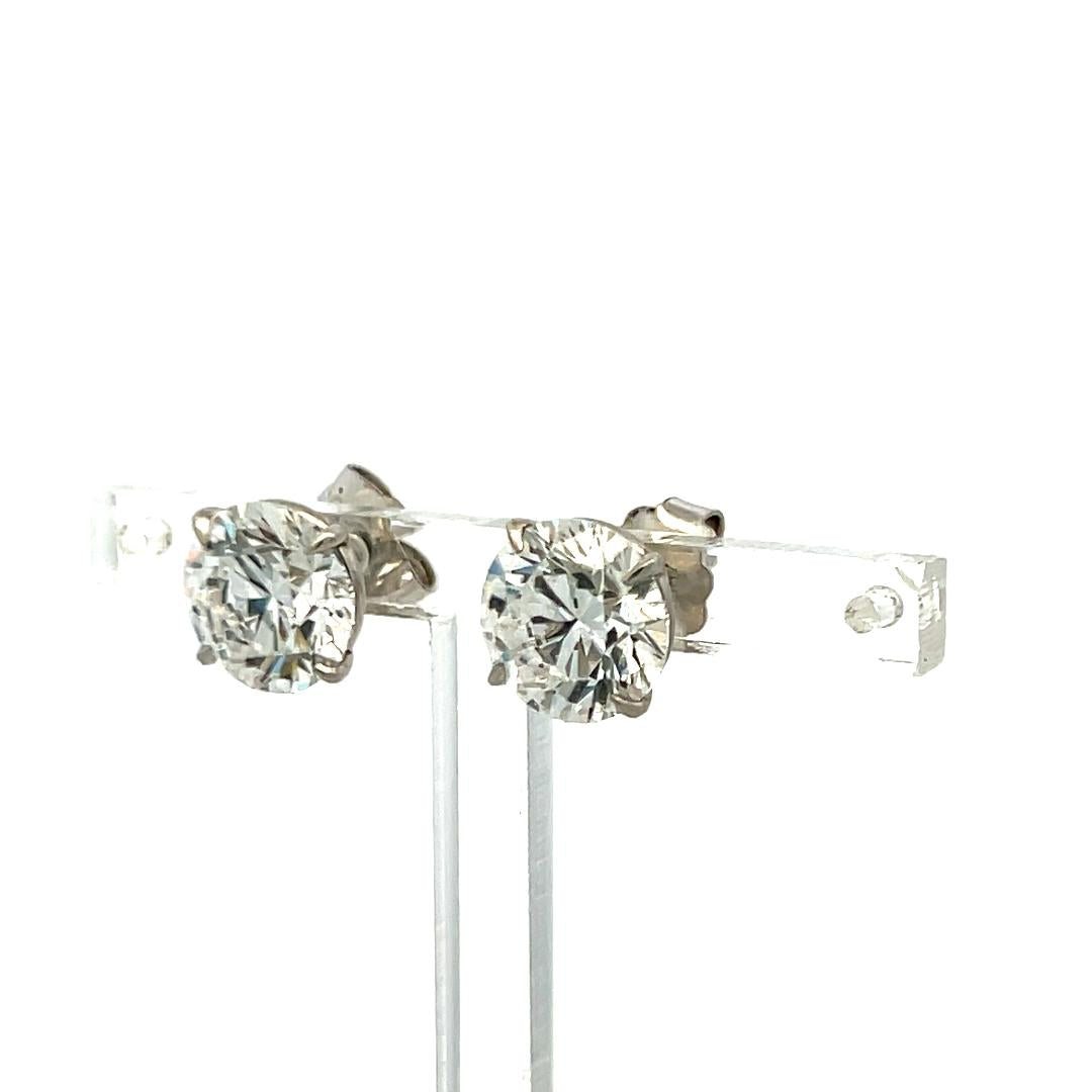 6.02ct D SI1 Round Brilliant Diamond Stud Earrings in 18K White Gold (GIA)
