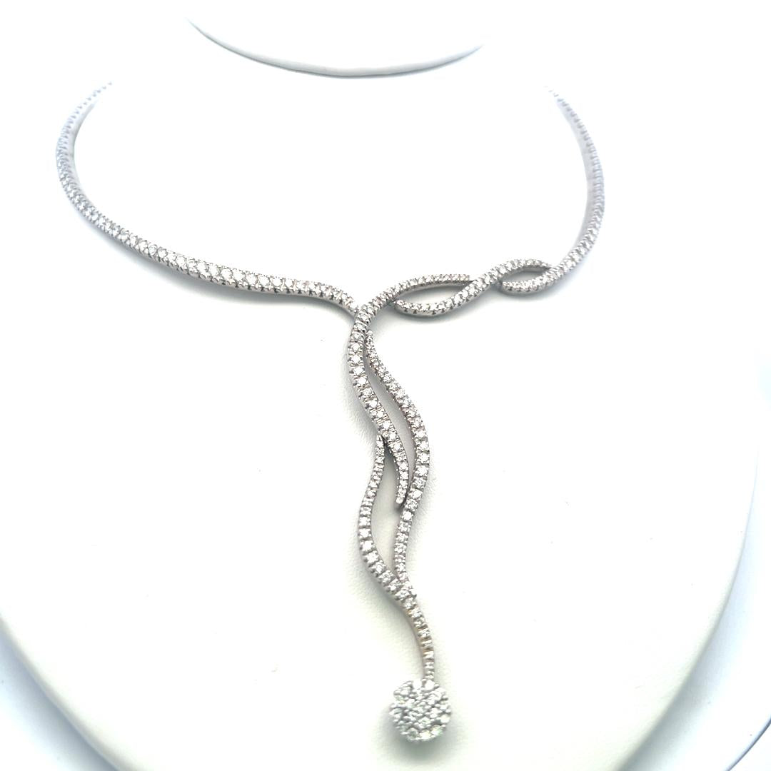 6.00 Carat Round Brilliant H VS Diamond 18 Karat White Gold Collar Necklace