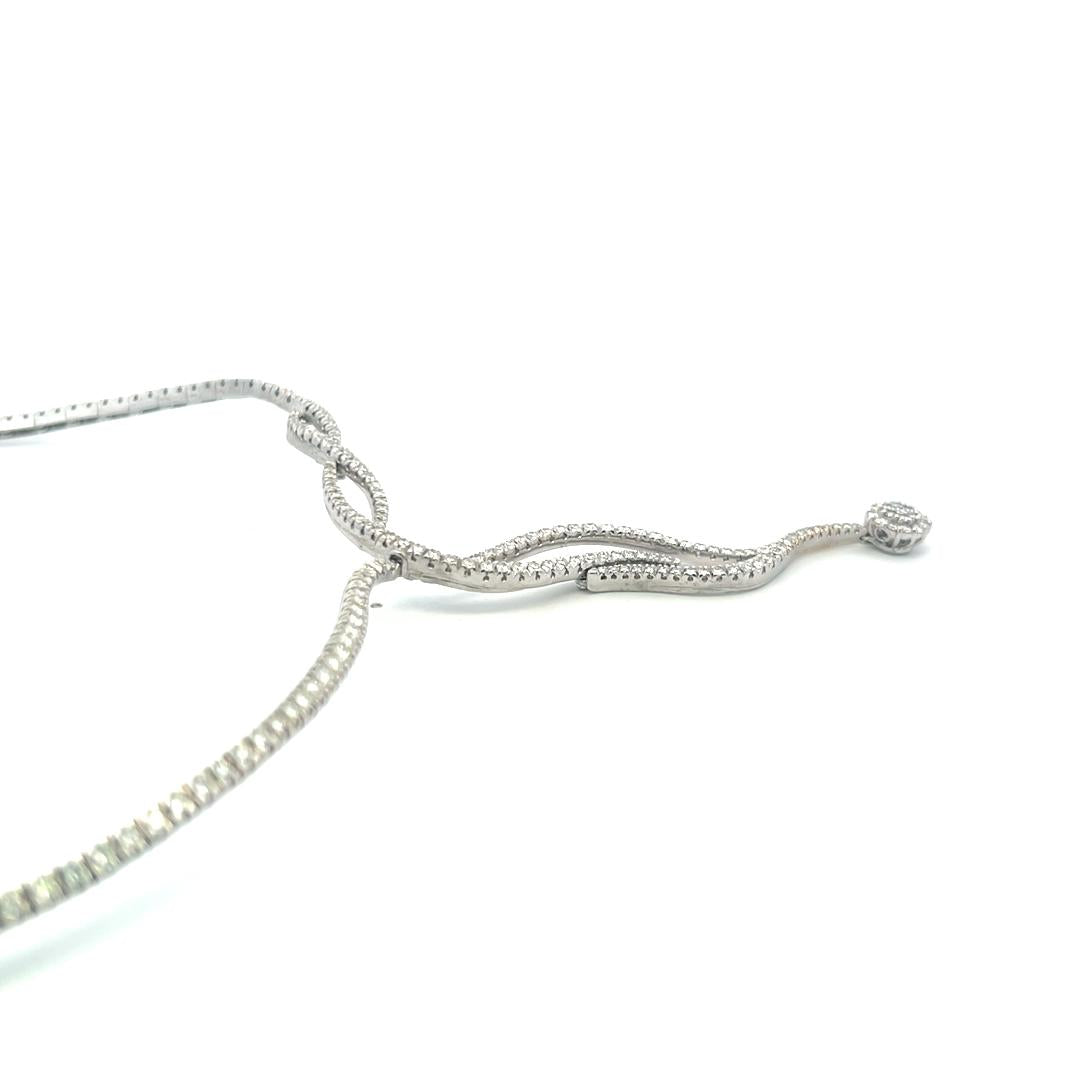 6.00 Carat Round Brilliant H VS Diamond 18 Karat White Gold Collar Necklace