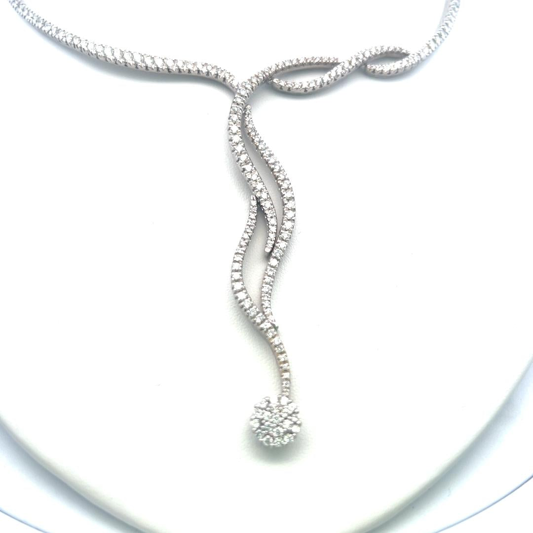 6.00 Carat Round Brilliant H VS Diamond 18 Karat White Gold Collar Necklace