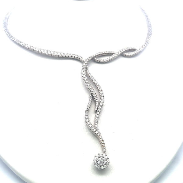 6.00 Carat Round Brilliant H VS Diamond 18 Karat White Gold Collar Necklace