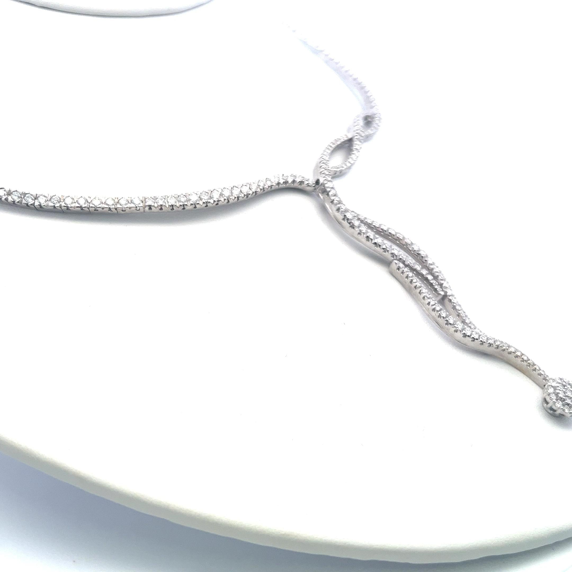 6.00 Carat Round Brilliant H VS Diamond 18 Karat White Gold Collar Necklace