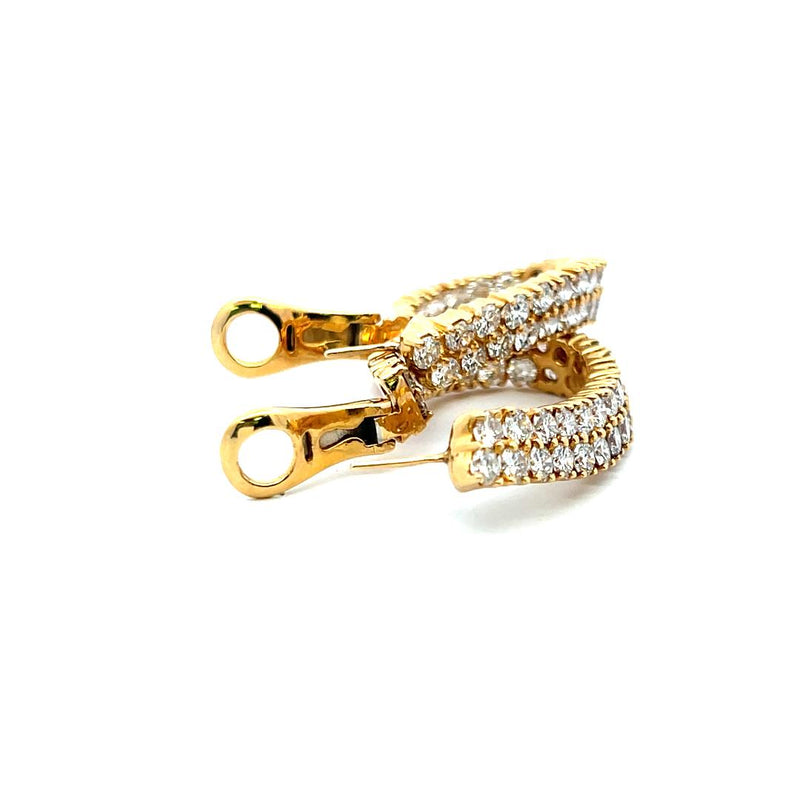 12.00 Carat Round Brilliant F SI1 Diamond 18K Yellow Gold Hoop Earrings