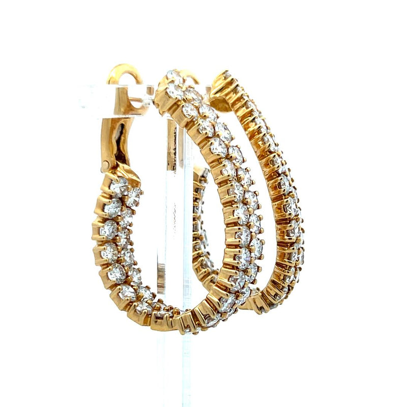 12.00 Carat Round Brilliant F SI1 Diamond 18K Yellow Gold Hoop Earrings