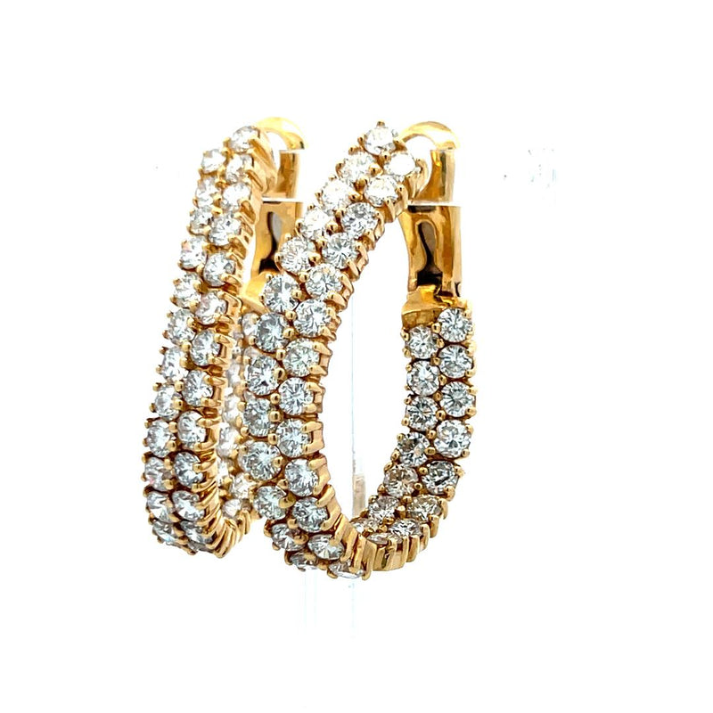 12.00 Carat Round Brilliant F SI1 Diamond 18K Yellow Gold Hoop Earrings