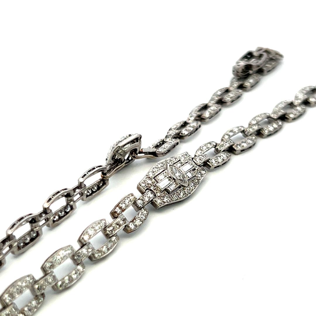 Platinum 8.26 Carat Diamond Link Necklace Bracelet with Emerald Cut Center