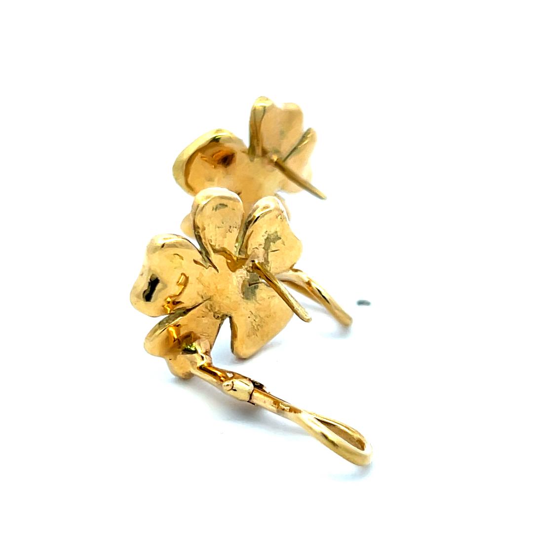 18K Yellow Gold Floral Stud Earrings with 0.42ct F VS Round Brilliant Diamonds
