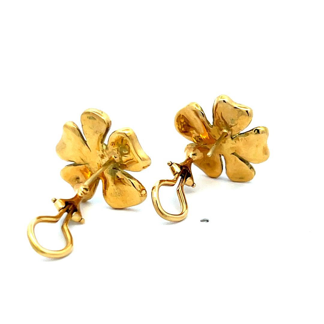 18K Yellow Gold Floral Stud Earrings with 0.42ct F VS Round Brilliant Diamonds