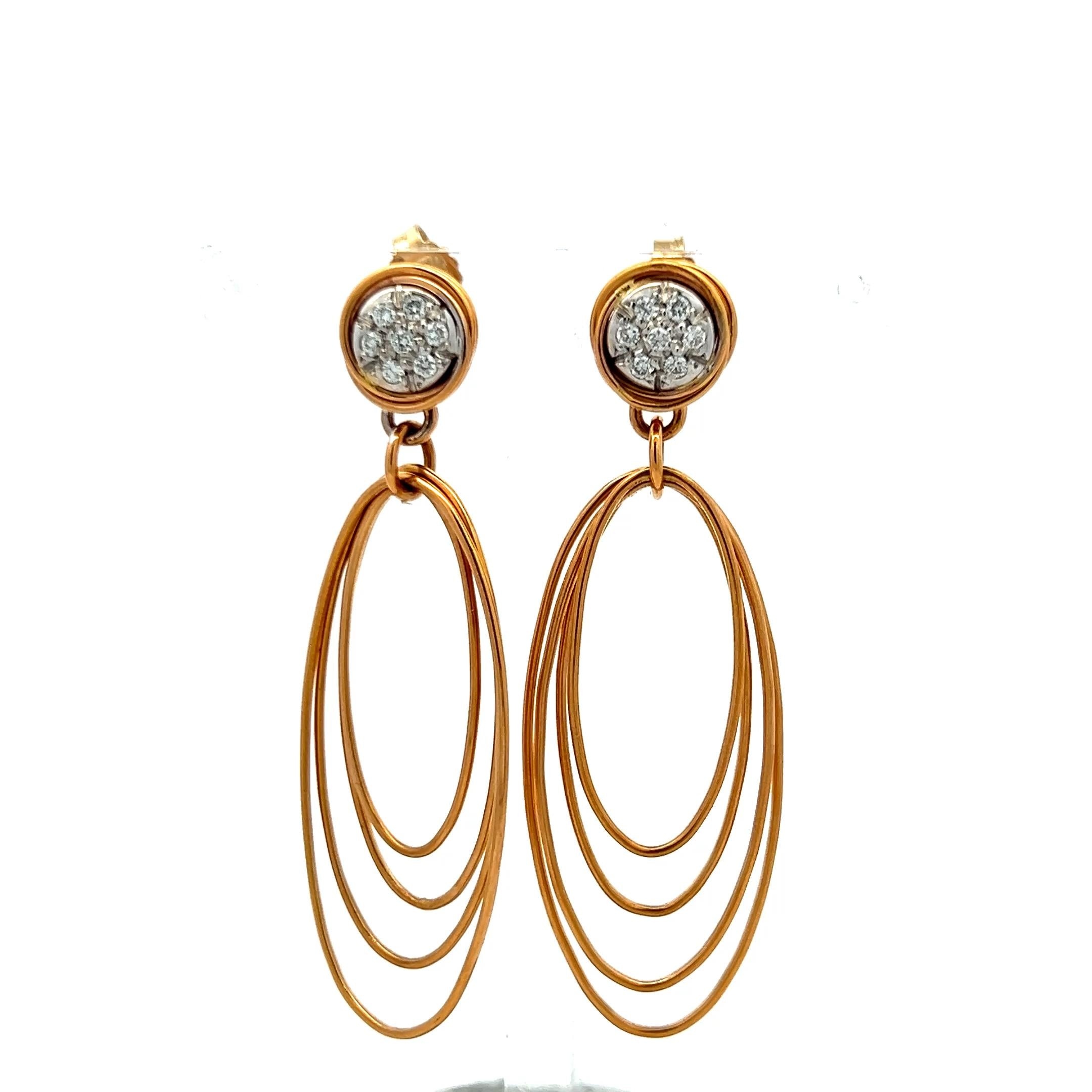 0.35ct H VS Round Diamond 18K Yellow Gold Dangling Drop Earrings