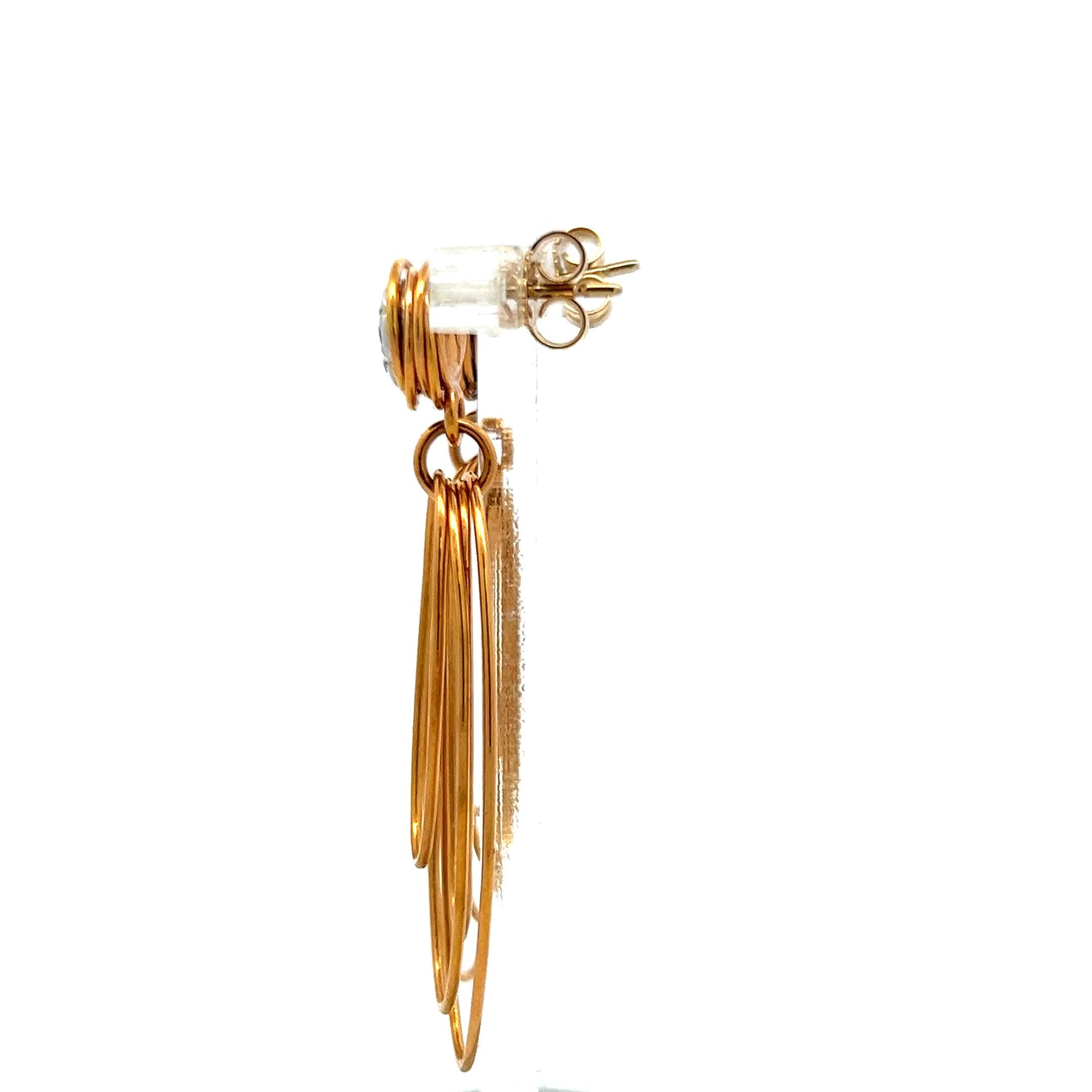 0.35ct H VS Round Diamond 18K Yellow Gold Dangling Drop Earrings