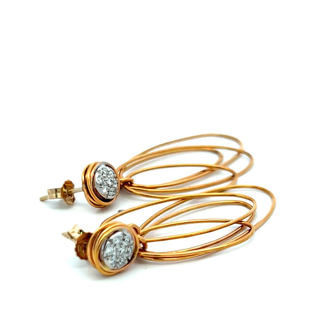 0.35ct H VS Round Diamond 18K Yellow Gold Dangling Drop Earrings