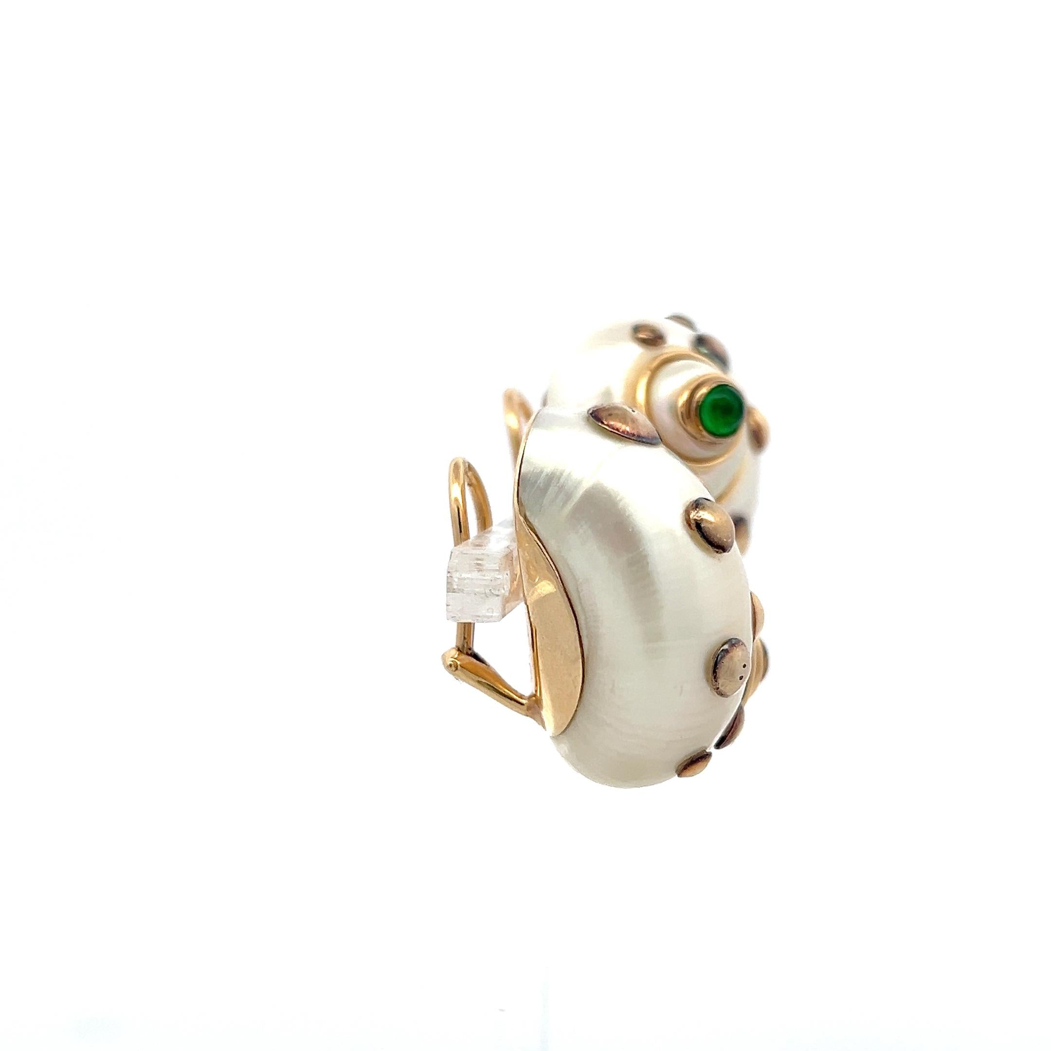 Vintage 14K Yellow Gold Clip On Earrings with 4x3.70 MM Tsavorite Gemstones