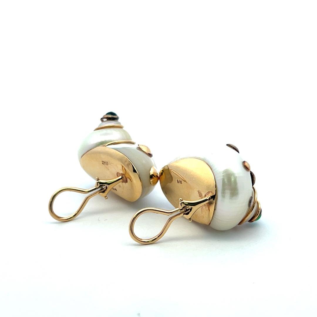 Vintage 14K Yellow Gold Clip On Earrings with 4x3.70 MM Tsavorite Gemstones