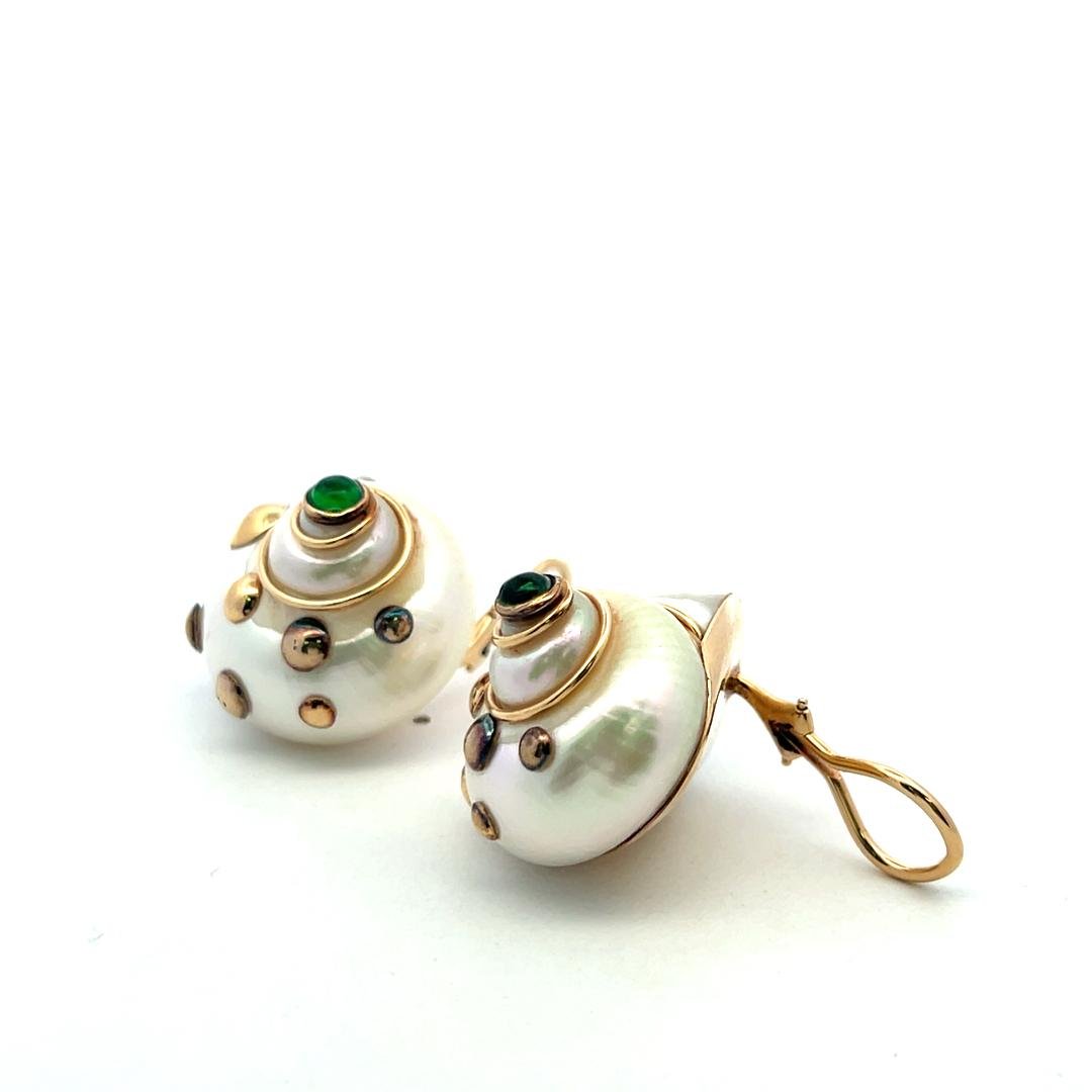 Vintage 14K Yellow Gold Clip On Earrings with 4x3.70 MM Tsavorite Gemstones