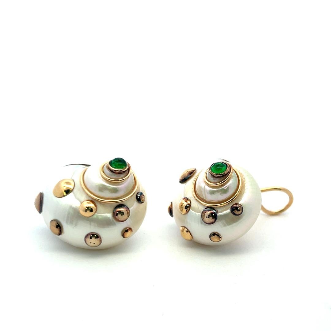 Vintage 14K Yellow Gold Clip On Earrings with 4x3.70 MM Tsavorite Gemstones