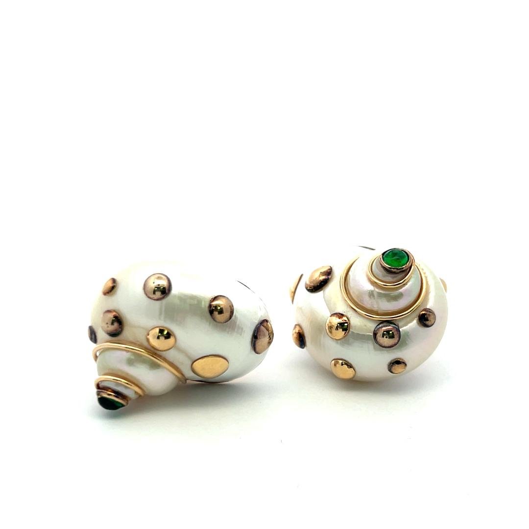 Vintage 14K Yellow Gold Clip On Earrings with 4x3.70 MM Tsavorite Gemstones