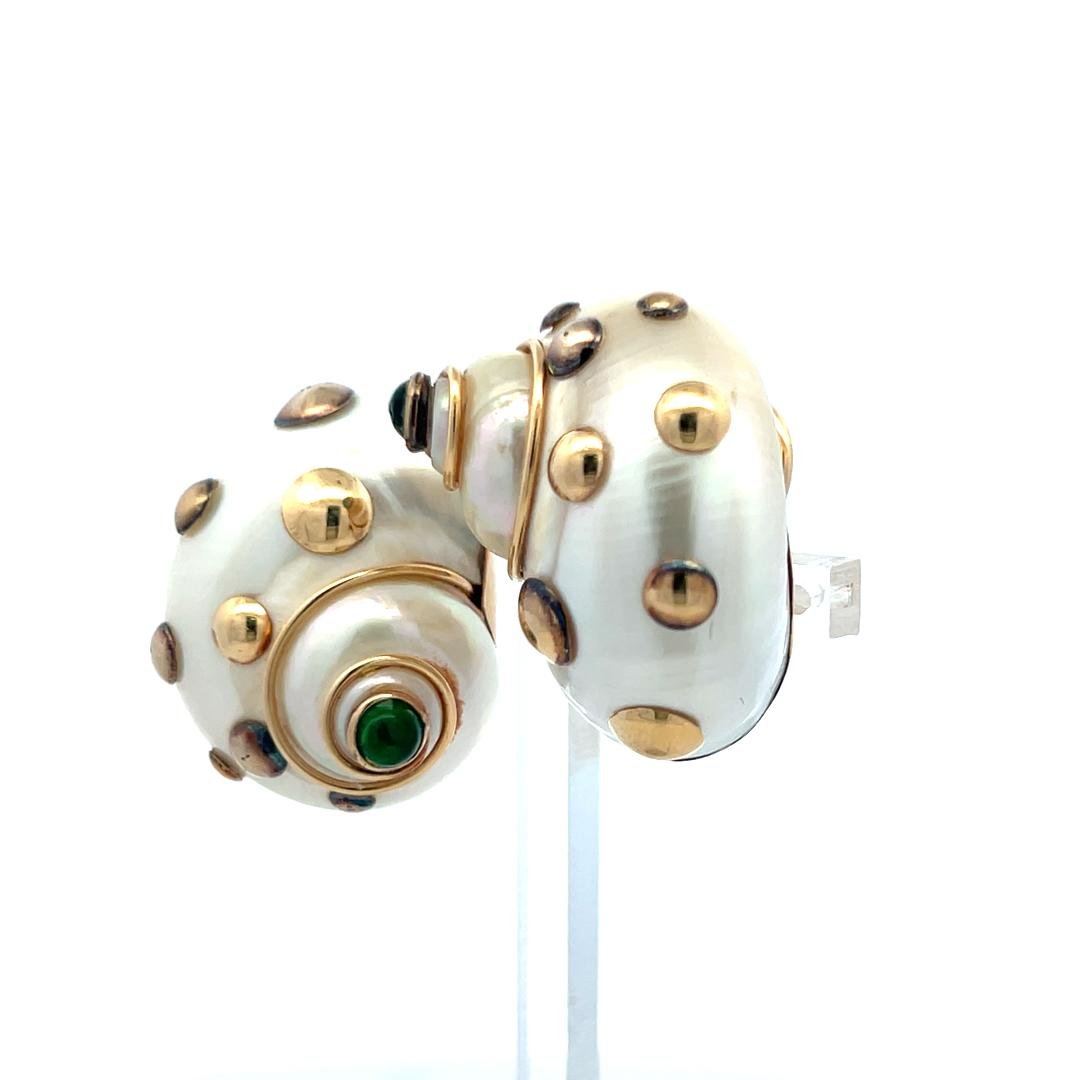 Vintage 14K Yellow Gold Clip On Earrings with 4x3.70 MM Tsavorite Gemstones