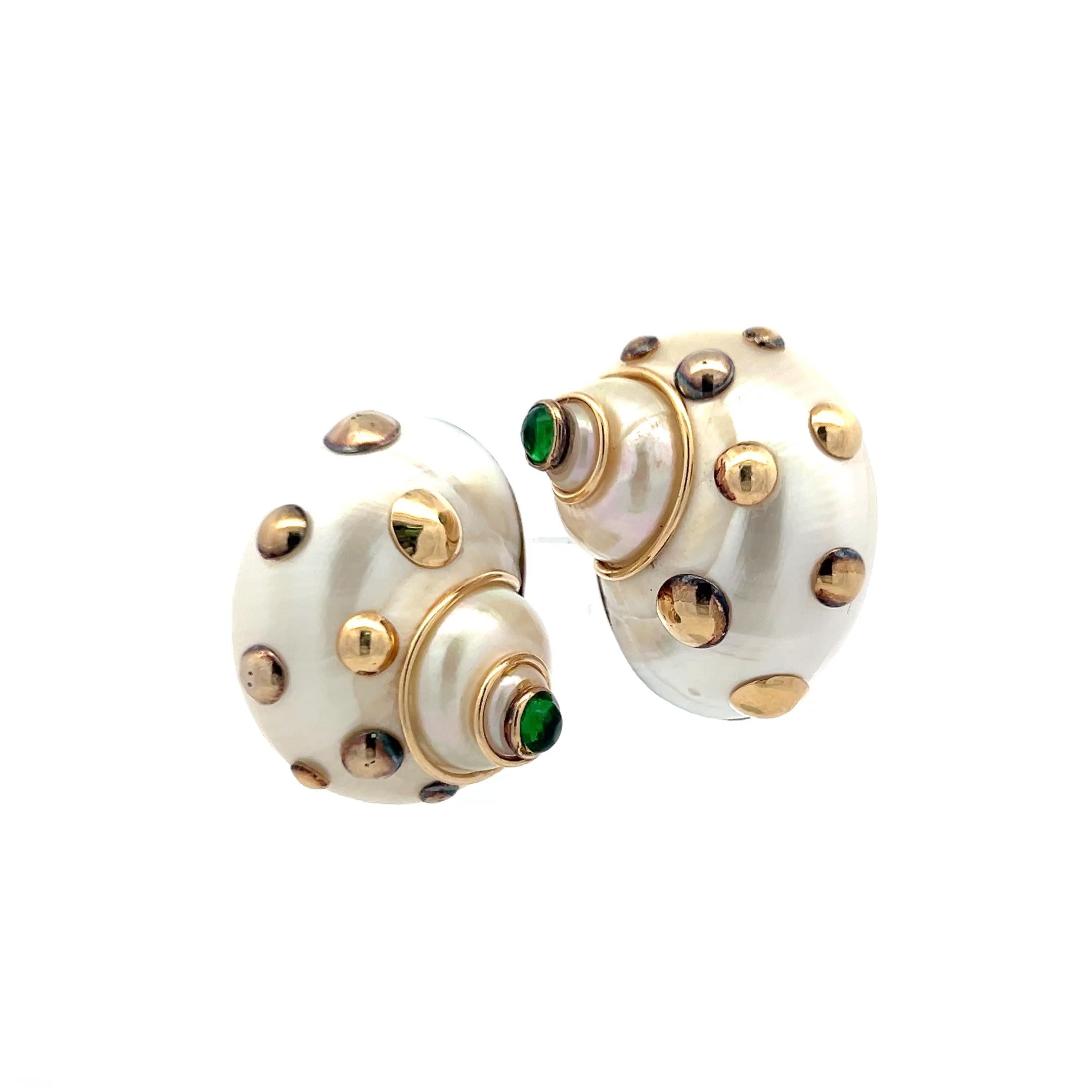 Vintage 14K Yellow Gold Clip On Earrings with 4x3.70 MM Tsavorite Gemstones