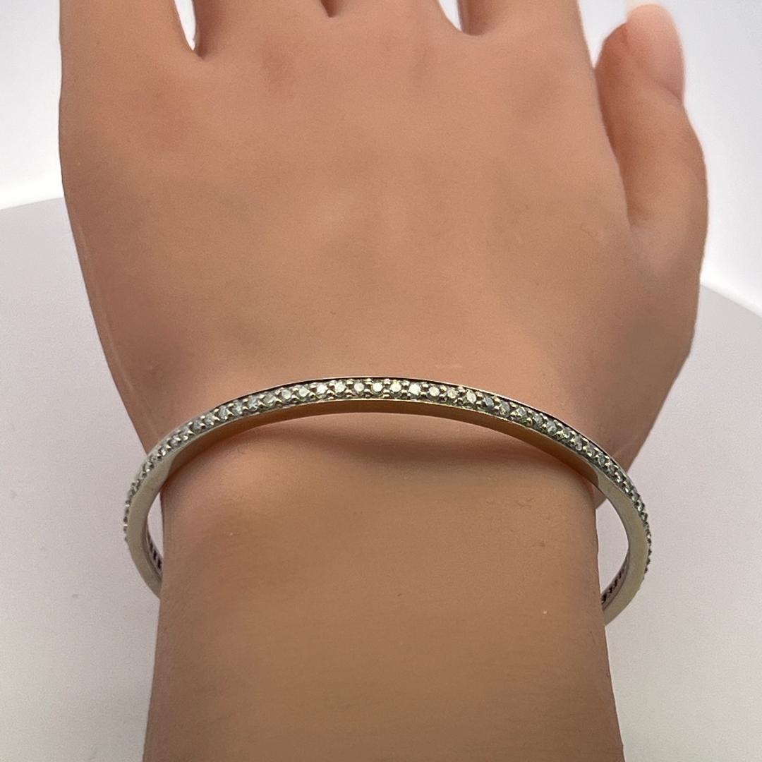 Vintage 18K WG Bangle Bracelet with 2.5 Carat Round H-SI Diamonds Size 7.5