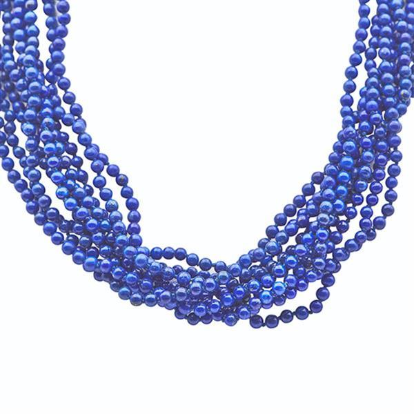 Lapis Lazuli 3.80-4.00MM 14 Karat Yellow Gold Beed Necklace