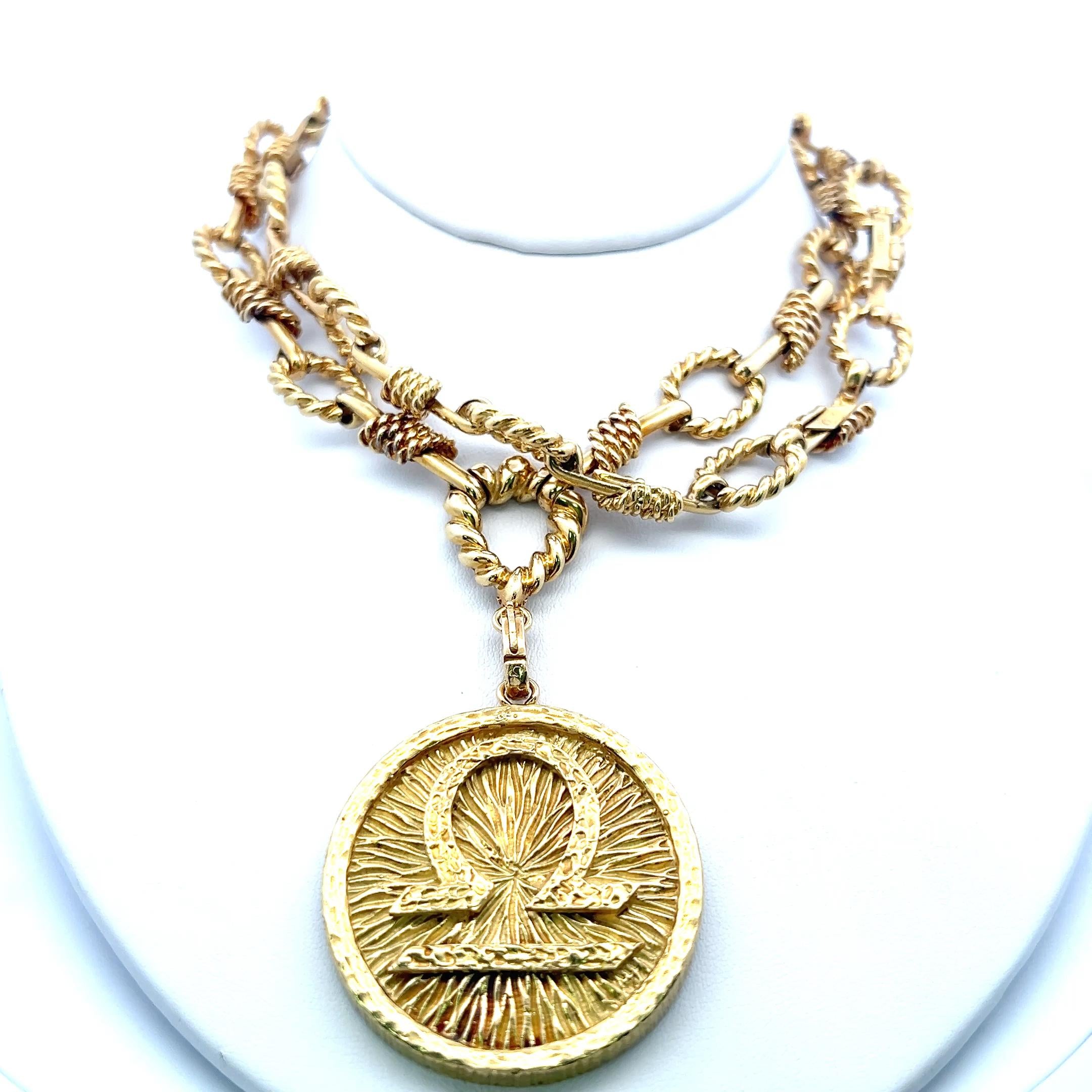 David Webb 18K Yellow Gold Libra Zodiac Pendant Necklace 28 Inch