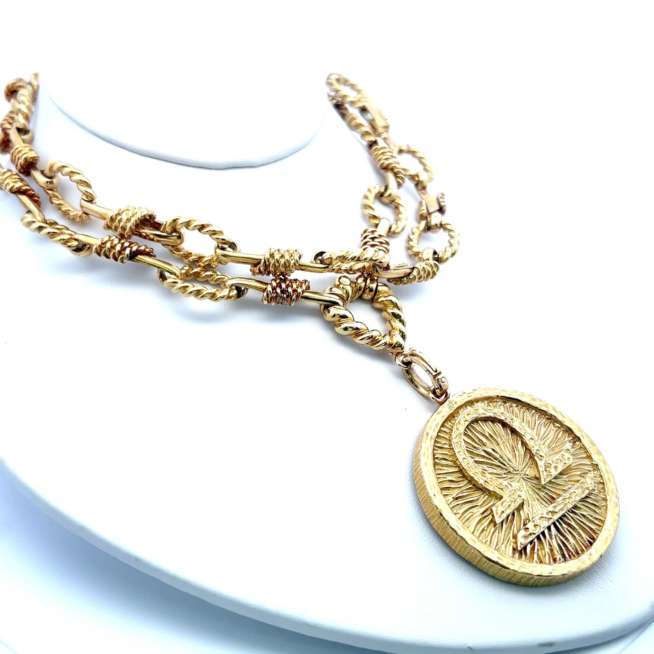 David Webb 18K Yellow Gold Libra Zodiac Pendant Necklace 28 Inch