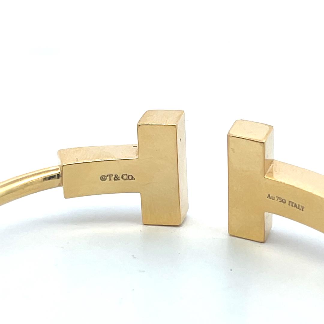 Tiffany & Co 18 Karat Yellow Gold Enamel T Cuff Bracelet 16.8 Grams