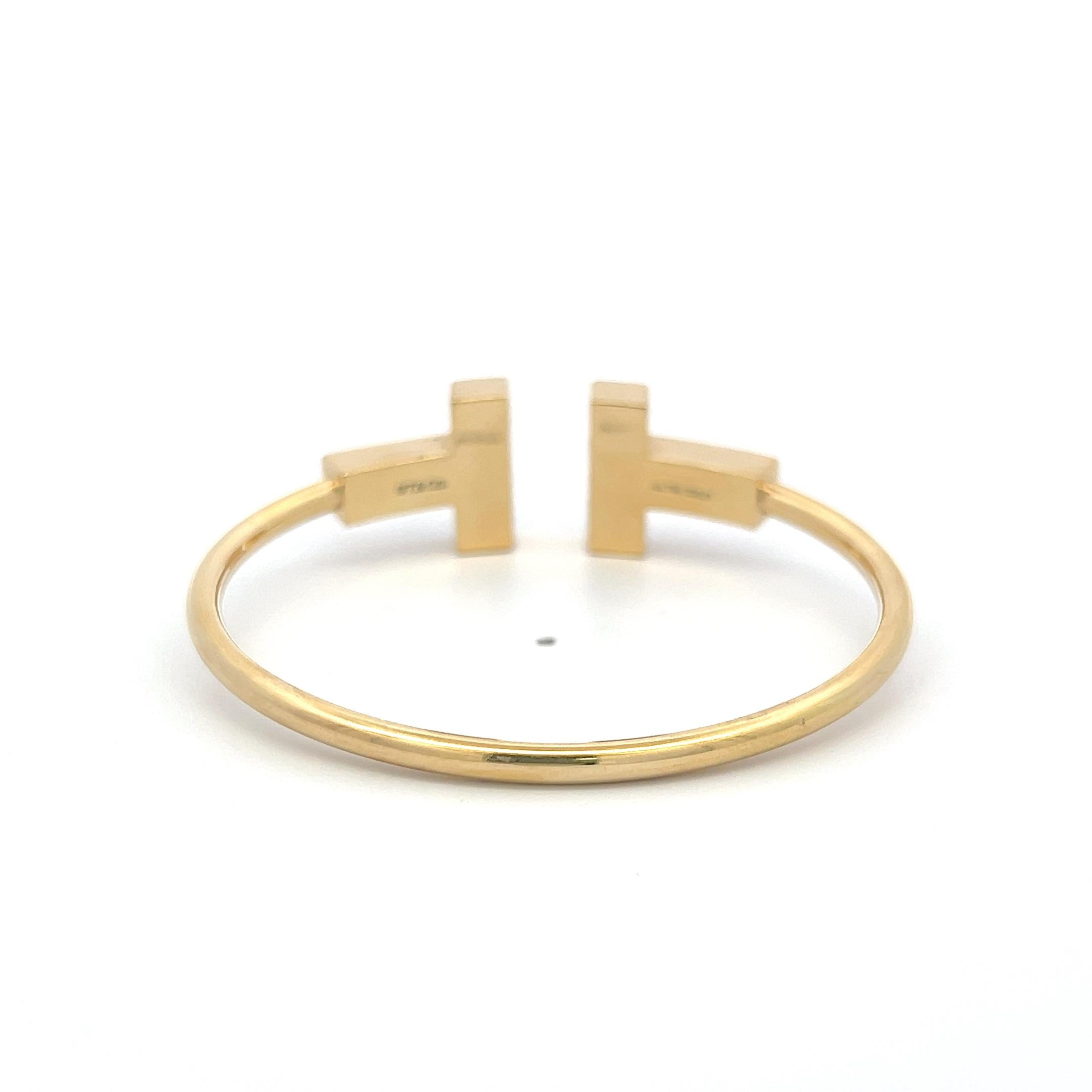 Tiffany & Co 18 Karat Yellow Gold Enamel T Cuff Bracelet 16.8 Grams