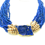 Lapis Lazuli 3.80-4.00MM 14 Karat Yellow Gold Beed Necklace