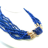 Lapis Lazuli 3.80-4.00MM 14 Karat Yellow Gold Beed Necklace