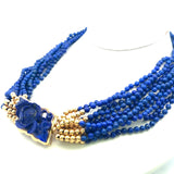 Lapis Lazuli 3.80-4.00MM 14 Karat Yellow Gold Beed Necklace