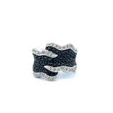 0.82 Carat Round Brilliant and Black Diamond 18 Karat White Gold Band Ring