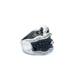 0.82 Carat Round Brilliant and Black Diamond 18 Karat White Gold Band Ring