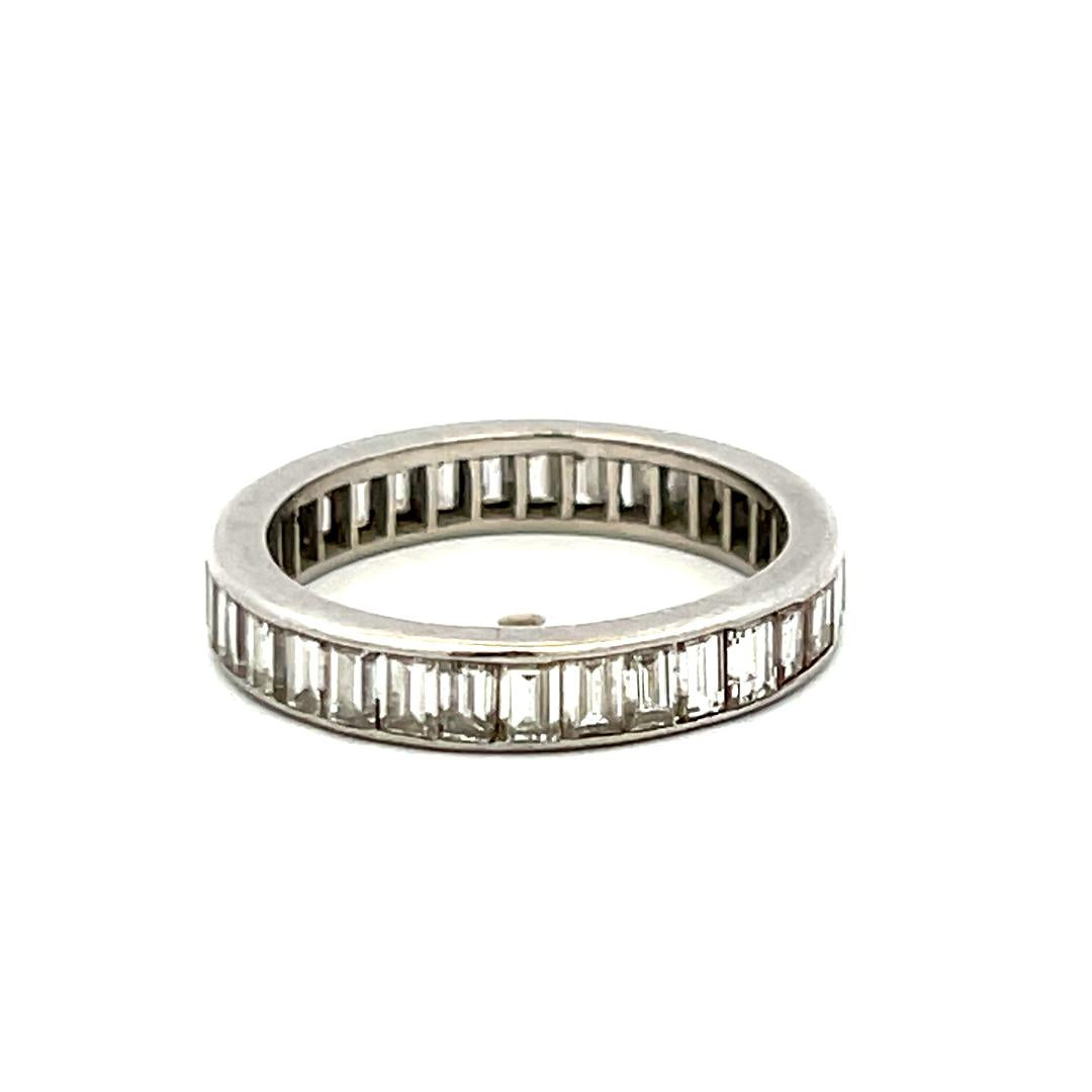 Platinum Eternity Band Ring 2.00ct H VS Baguette Diamonds Size 5.25