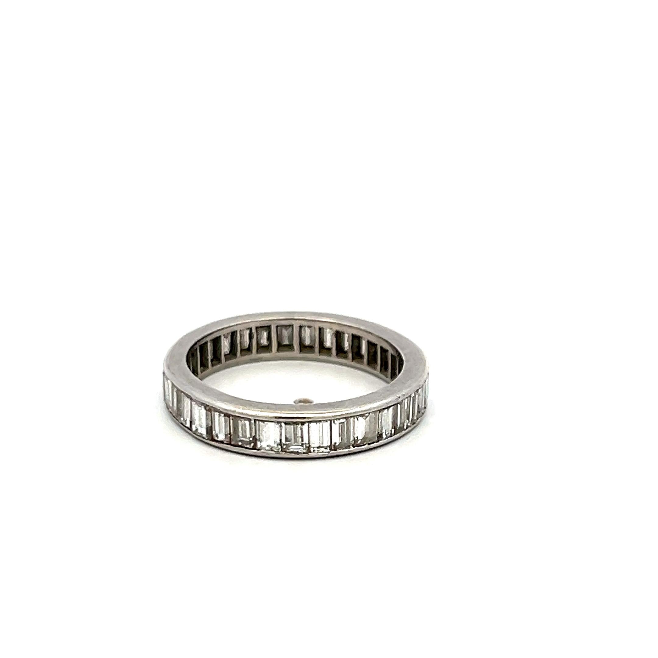 Platinum Eternity Band Ring 2.00ct H VS Baguette Diamonds Size 5.25