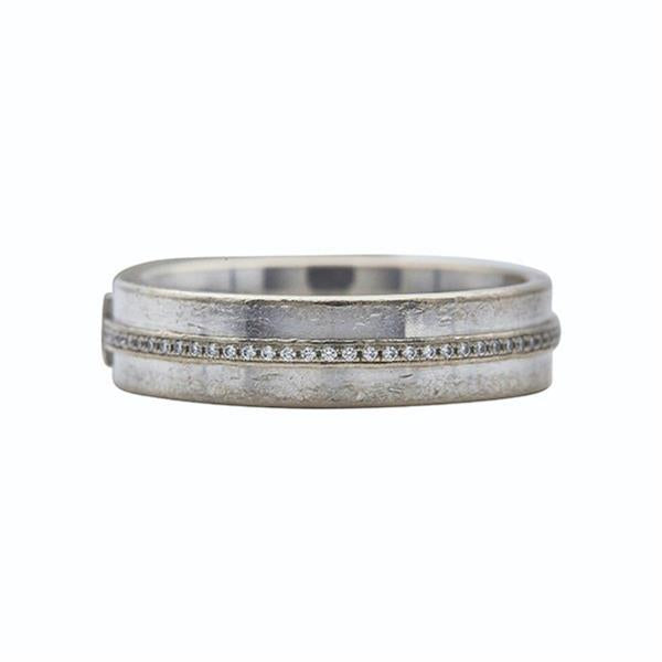 Tiffany & Co 0.13 Carat Round Brilliant Diamond 18 Karat White Gold Band Ring
